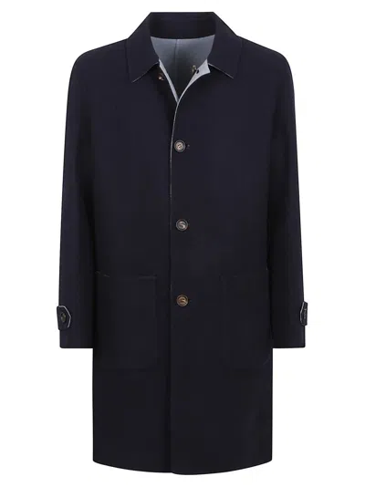 Eleventy Reversible Wool Coat With Design In Black