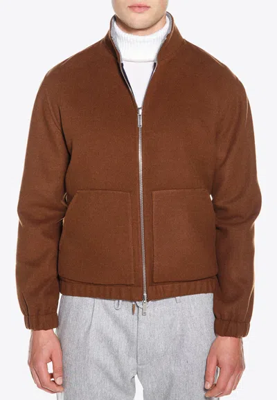 Eleventy Reversible Wool Zip-up Bomber Jacket In Multi