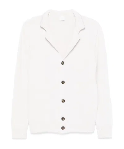 Eleventy Rib Knitted Cardigan In White