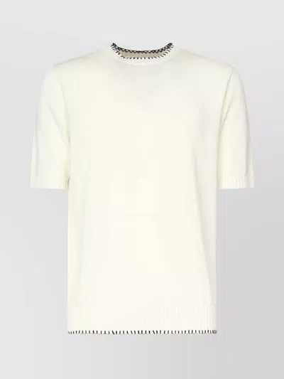 Eleventy Ribbed Accents Knitted T-shirt In White