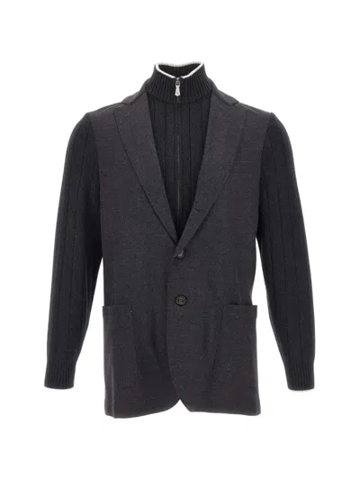 Eleventy Long-sleeved Casual Jacket In Gray