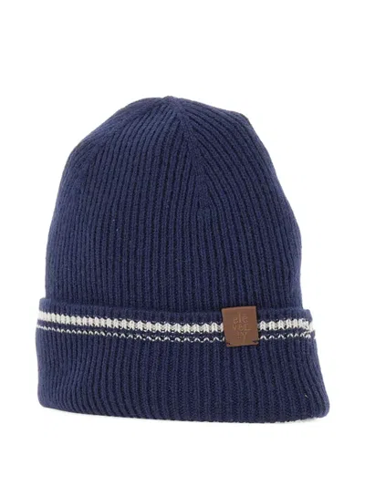 Eleventy Ribbed Cashmere Beanie In Blue