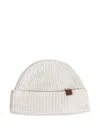 Eleventy Ribbed Cashmere Beanie In White