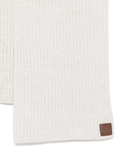 Eleventy Ribbed Cashmere Scarf In White
