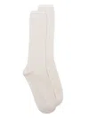 Eleventy Ribbed Cashmere Socks In Neutral