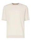 Eleventy Sand Knit Round Neck Short-sleeved Shirt In Neutral