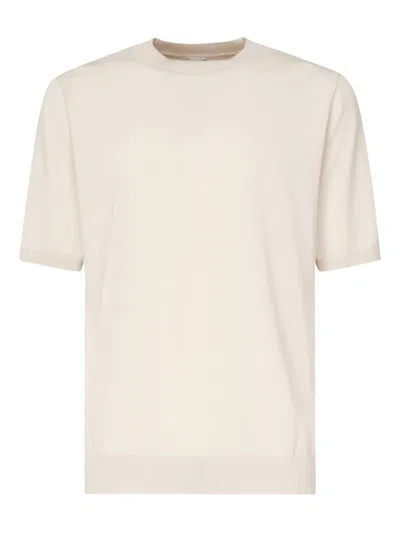 Eleventy Ribbed-collar Cotton T-shirt In Neutral