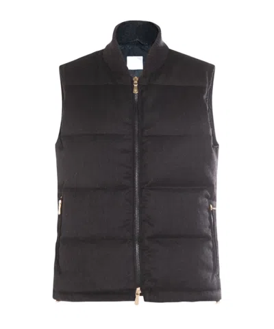 Eleventy Ribbed Collar Vest In Black
