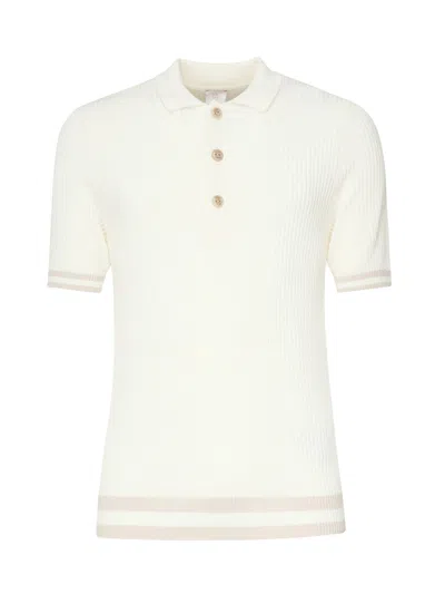 Eleventy Ribbed Cotton Polo In Beige