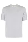 Eleventy Ribbed Crew Neck Cotton Sweater With Contrasting Trim In White