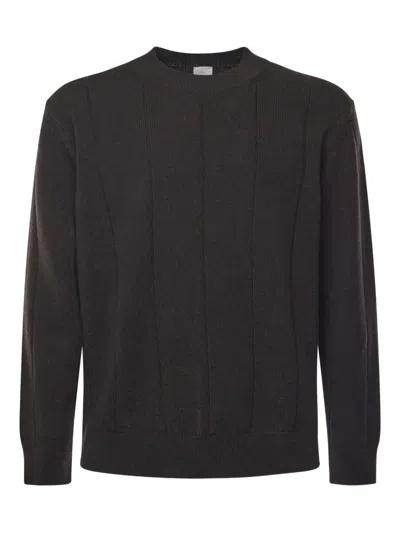 Eleventy Ribbed Crew-neck Sweater In Black