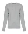 Eleventy Vertical-ribbed Cotton Sweater In Gray