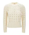 Eleventy Hole-pattern Wool Sweater In White
