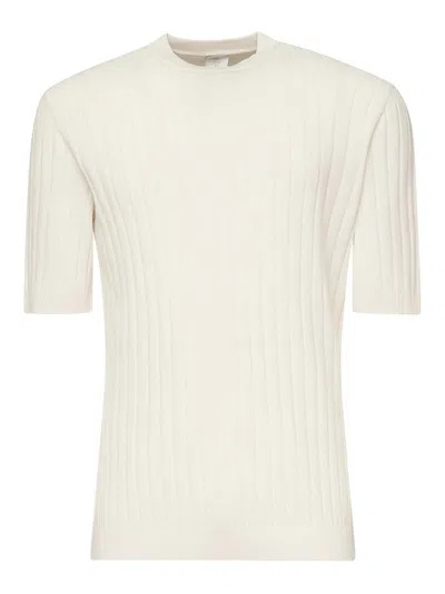 Eleventy Ribbed Crew Neck T-shirt In Sand