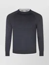 Eleventy Ribbed Crewneck Sweater Contrast Trim In Blue