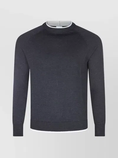 ELEVENTY RIBBED CREWNECK SWEATER CONTRAST TRIM