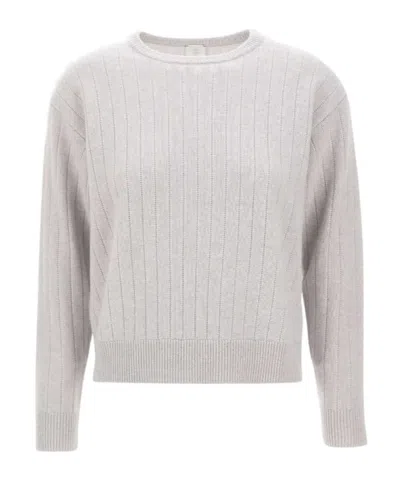 Eleventy Ribbed Crew-neck Sweater In White