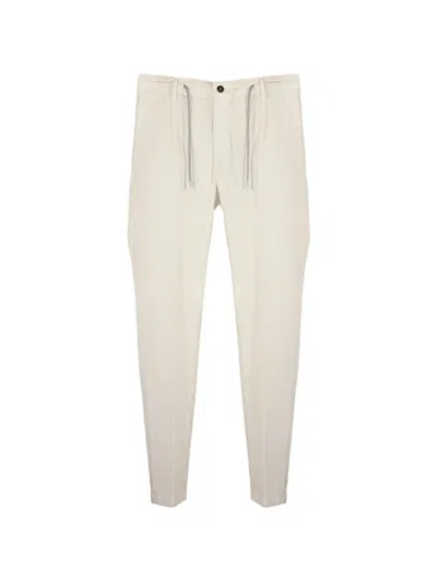Eleventy Ribbed Drawstring Trousers In White