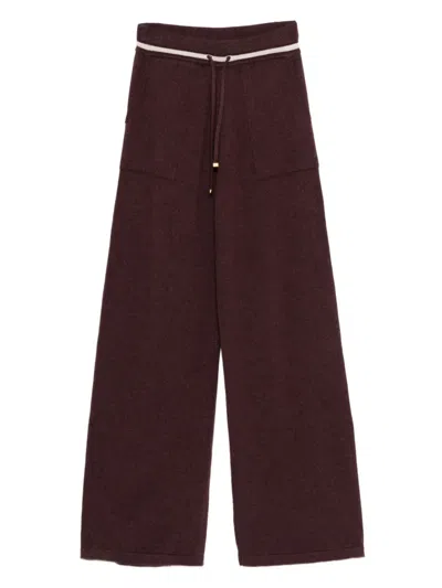Eleventy Ribbed Drawstring Trousers In Red