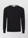 Eleventy Ribbed High Neck Knit Contrast Neckline In Black