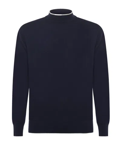 Eleventy Ribbed High-neck Sweater In Blue