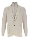 Eleventy Ribbed Knit Blazer In White