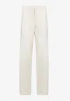 Eleventy Ribbed Knit Drawstring Track Pants In White
