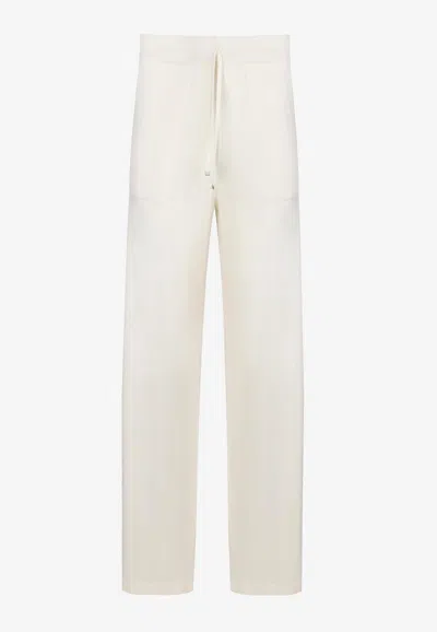 Eleventy Ribbed Knit Drawstring Track Pants In White