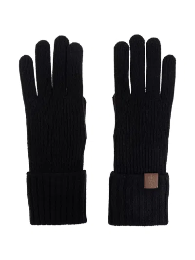 Eleventy Ribbed Knit Gloves In Black