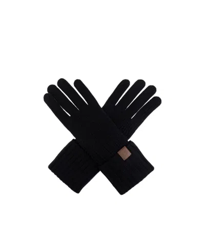 Eleventy Ribbed-knit Gloves In Black
