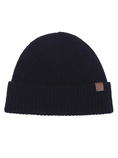 Eleventy Ribbed Knit Hat With Folded Cuff In Black