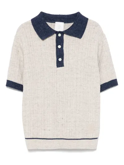 ELEVENTY RIBBED-KNIT POLO SHIRT
