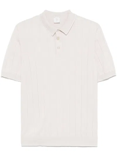 Eleventy Ribbed-knit Polo Shirt In Neutrals