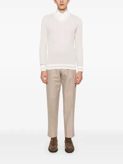 Eleventy Ribbed-knit Sweater In Beige