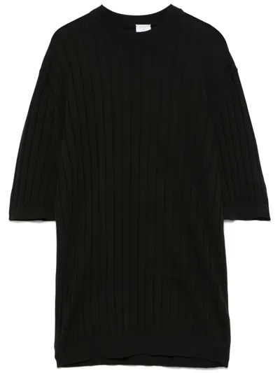 Eleventy Ribbed-knit T-shirt In Black
