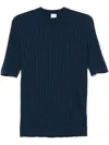 Eleventy Ribbed-knit T-shirt In Blue