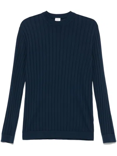 Eleventy Ribbed-knit T-shirt In Blue