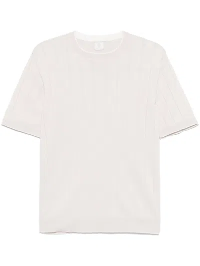 Eleventy Ribbed-knit T-shirt In Neutrals