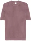 Eleventy Ribbed-knit T-shirt In Purple