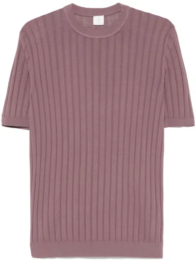 Eleventy Ribbed-knit T-shirt In Purple