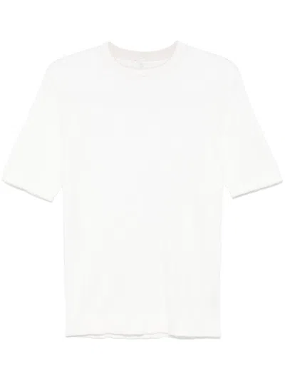 Eleventy Ribbed-knit T-shirt In White