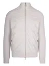 Eleventy Wool Jacket With High Collar And Ribbed Sleeves In White