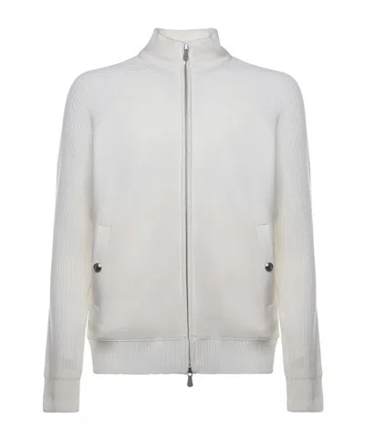 Eleventy Ribbed-panels Jacket In White