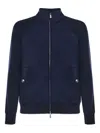 Eleventy Ribbed-panels Zip Jacket In Blue