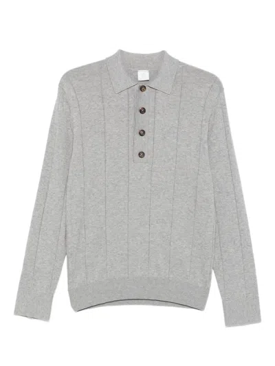 Eleventy Ribbed Polo Shirt In Gray