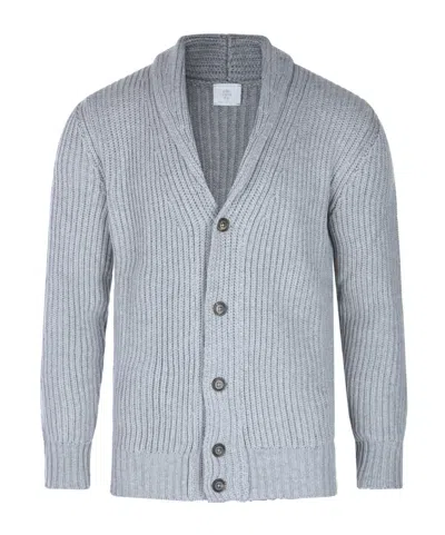 ELEVENTY RIBBED SHAWL-COLLAR CARDIGAN