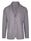 Eleventy Single-breasted Wool Jacket With Ribbed Detailing In Gray