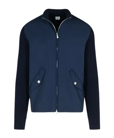 Eleventy Ribbed Sleeve Jacket In Blue