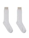 Eleventy Ribbed-knit Socks In White