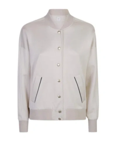 Eleventy Ribbed Stand Collar Casual Jacket In Neutral